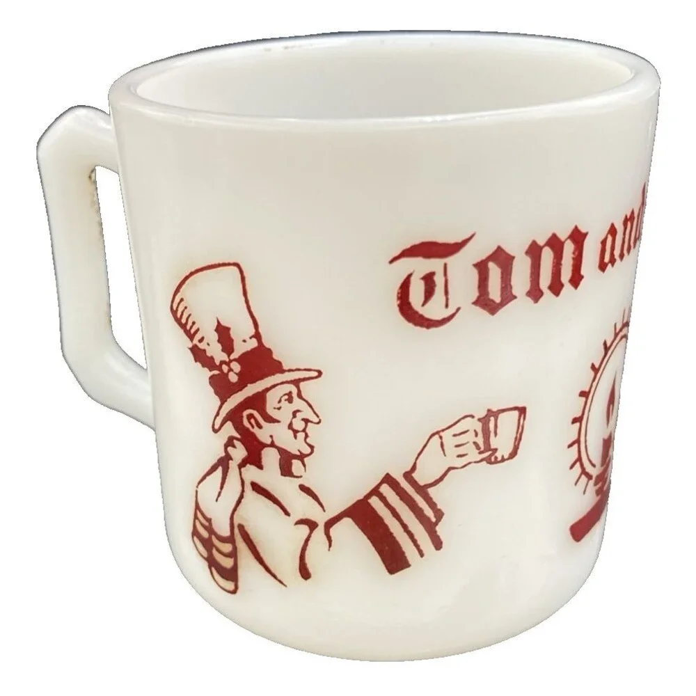Hazel Atlas Tom  Jerry Mug Milk Glass Vintage Holiday Eggnog Cup Christmas Decor